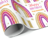 Papier Cadeau 11e anniversaire Parties scintillant rose Nom pers (Coin rond)