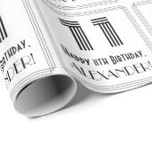 Papier Cadeau 11ème anniversaire : Art Déco Style inspiré "11" + (Coin rond)