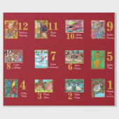 Papier Cadeau 12 jours d'animaux mignons et de typographie de (Plat)