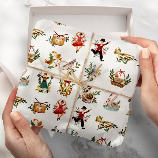Papier Cadeau 12 Jours de Noël Fêtes traditionnelles