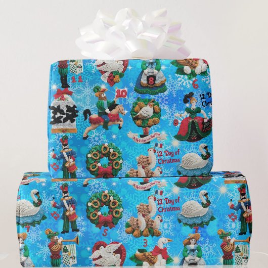 Papier Cadeau 12 Jours de Noël Ornements artisanaux