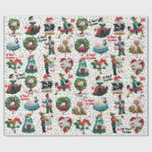 Papier Cadeau 12 Jours de Noël Ornements artisanaux (Plat)