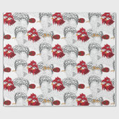 Papier Cadeau 12 jours de Noël trois poules françaises (Plat)