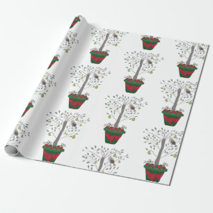 Papier Cadeau 12 jours de perdrix de Noël dans un poirier