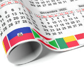 Papier Cadeau 12 mois calendrier de l'année 2025 (Coin rond)