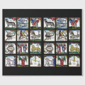 Papier Cadeau 12 Signes zodiaques Symboles astrologiques d'anniv (Plat)
