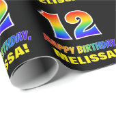 Papier Cadeau 12e anniversaire : Bold, amusant, simple, arc-en-c (Coin rond)