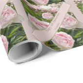 Papier Cadeau 12e anniversaire du Mariage, fleur de pivoine (Coin rond)