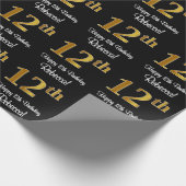 Papier Cadeau 12e anniversaire : Elégant luxe Faux Gold Look # (Coin)