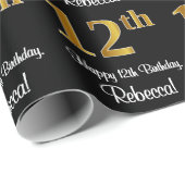 Papier Cadeau 12e anniversaire : Elégant luxe Faux Gold Look # (Coin rond)