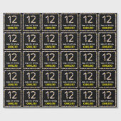 Papier Cadeau 12e anniversaire : Floral Flowers Numéro, Nom pers (Plat)