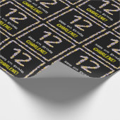 Papier Cadeau 12e anniversaire : Floral Flowers Numéro, Nom pers (Coin)