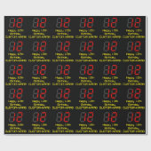 Papier Cadeau 12ème anniversaire : Rouge Digital Horloge Style " (Plat)
