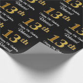 Papier Cadeau 13e anniversaire : Elégant luxe Faux Gold Look # (Coin)