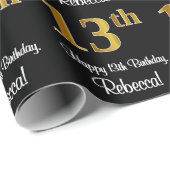 Papier Cadeau 13e anniversaire : Elégant luxe Faux Gold Look # (Coin rond)