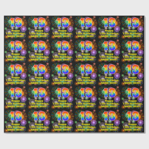 Papier Cadeau 13e anniversaire : Fun Fireworks, Rainbow Look # "