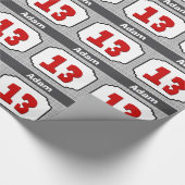 Papier Cadeau 13e anniversaire Ornate Frame pour lui RED GRAY R1 (Coin)