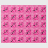 Papier Cadeau 13e anniversaire Pink Personnalisé Nom Typographie (Plat)