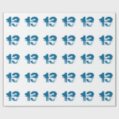 Papier Cadeau 13ème anniversaire pour n'importe qui, bleu sur le (Plat)