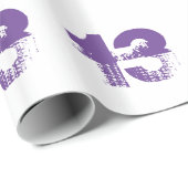 Papier Cadeau 13ème anniversaire pour n'importe qui, pourpre sur (Coin rond)