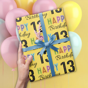 Papier Cadeau 13ème anniversaire Typographie colorée
