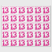 Papier Cadeau 13ème Petite-fille d'anniversaire, texte rose sur (Plat)