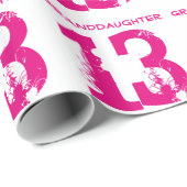 Papier Cadeau 13ème Petite-fille d'anniversaire, texte rose sur (Coin rond)