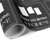 Papier Cadeau 14e anniversaire : Art Déco Inspiré Look "14" & No (Coin rond)