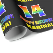 Papier Cadeau 14e anniversaire : Bold, amusant, simple, arc-en-c (Coin rond)