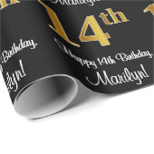 Papier Cadeau 14e anniversaire : Elégant luxe Faux Gold Look # (Coin rond)