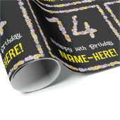 Papier Cadeau 14e anniversaire : Floral Flowers Numéro, Nom pers (Coin rond)