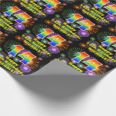 Papier Cadeau 14e anniversaire : Fun Fireworks, Rainbow Look # " (Coin)
