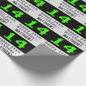 Papier Cadeau 14e anniversaire - Nerdy / Geeky Style "14" et nom (Coin)