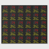Papier Cadeau 14ème anniversaire : Rouge Digital Horloge Style " (Plat)