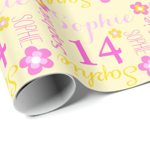 Papier Cadeau 14ème enveloppe d'anniversaire d'âge nommé