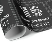 Papier Cadeau 15e anniversaire : Art Déco Inspiré Look "15" avec (Coin rond)