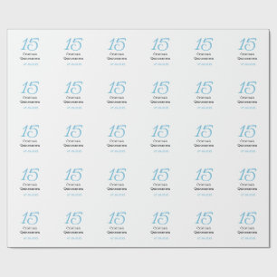 Papier Cadeau 15e anniversaire de quinceanera bleu noir lettre n