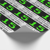 Papier Cadeau 15e anniversaire - Nerdy / Geeky Style "15" et nom (Coin)