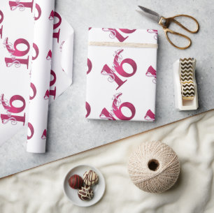 Papier Cadeau 16 ans   Aquarelle classique rouge et blanche de G