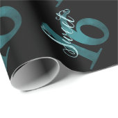 Papier Cadeau 16 ans | Turquoise Green Grunge et Parties scintil (Coin rond)
