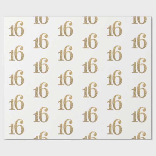Papier Cadeau 16 OR PARTIES SCINTILLANT NUMBER glamour brillant (Plat)