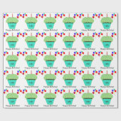 Papier Cadeau 16e anniversaire Ballons de Cupcake Vert Personnal (Plat)
