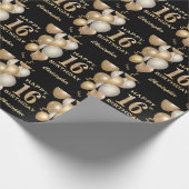 Papier Cadeau 16e anniversaire Ballons de Parties scintillant no (Coin)