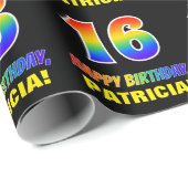 Papier Cadeau 16e anniversaire : Bold, amusant, simple, arc-en-c (Coin rond)