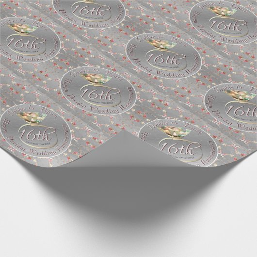 Papier Cadeau 16e anniversaire de Mariage Péridot, cire, Statice (Coin)