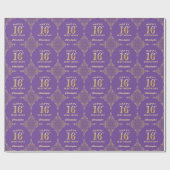 Papier Cadeau 16e anniversaire Parties scintillant violet et or (Plat)