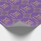 Papier Cadeau 16e anniversaire Parties scintillant violet et or (Coin)