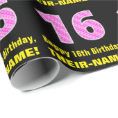 Papier Cadeau 16ème anniversaire : Pink Stripes and Hearts "16" (Coin rond)