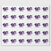 Papier Cadeau 16ème anniversaire pour n'importe qui, pourpre sur (Plat)