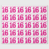 Papier Cadeau 16ème Petite-fille d'anniversaire, texte rose sur (Plat)